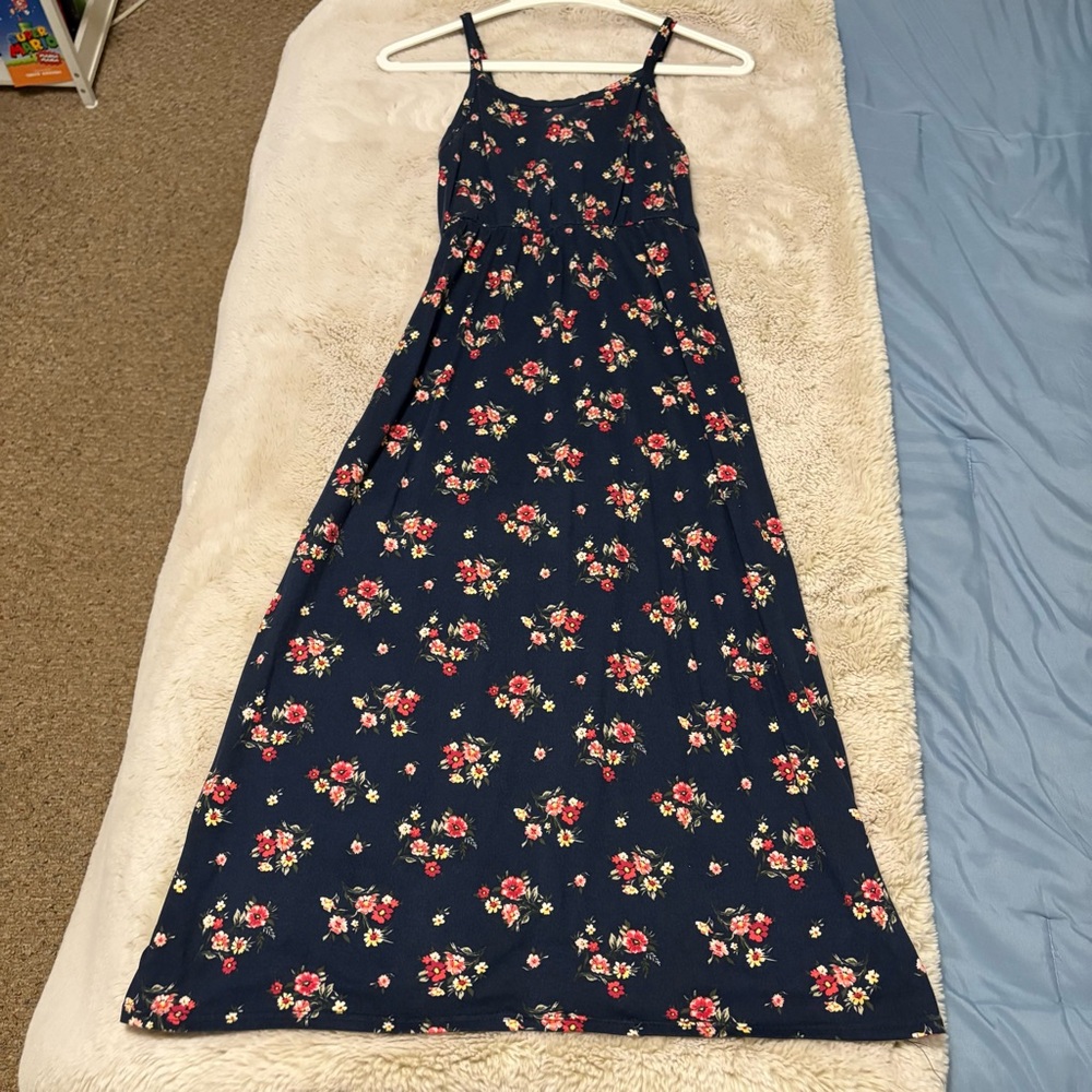 Girls navy flower dress